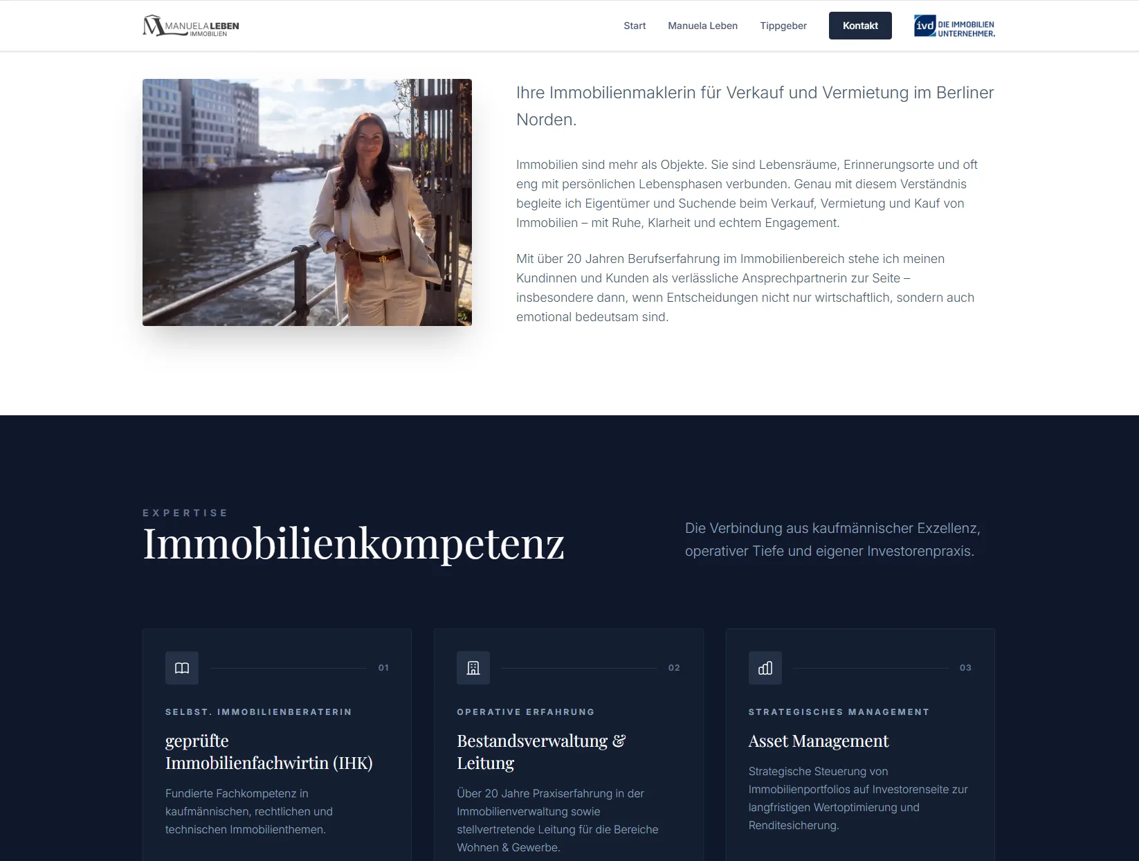 Mobile Ansicht der Website von Leben Immobilien