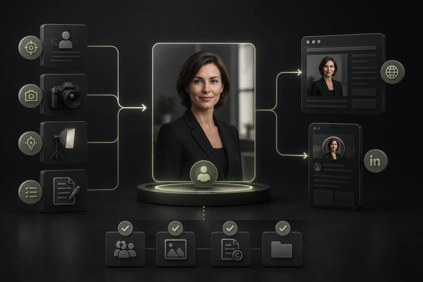 Konsistente Business-Portraits einer Person für LinkedIn-Profil und Unternehmenswebsite im professionellen Vergleich.
