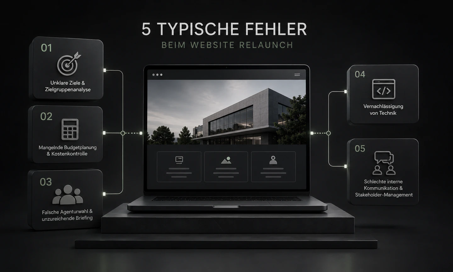 Illustration zu Kostenfallen bei einem Website-Relaunch mit Budget, Planung und technischer Umsetzung.
